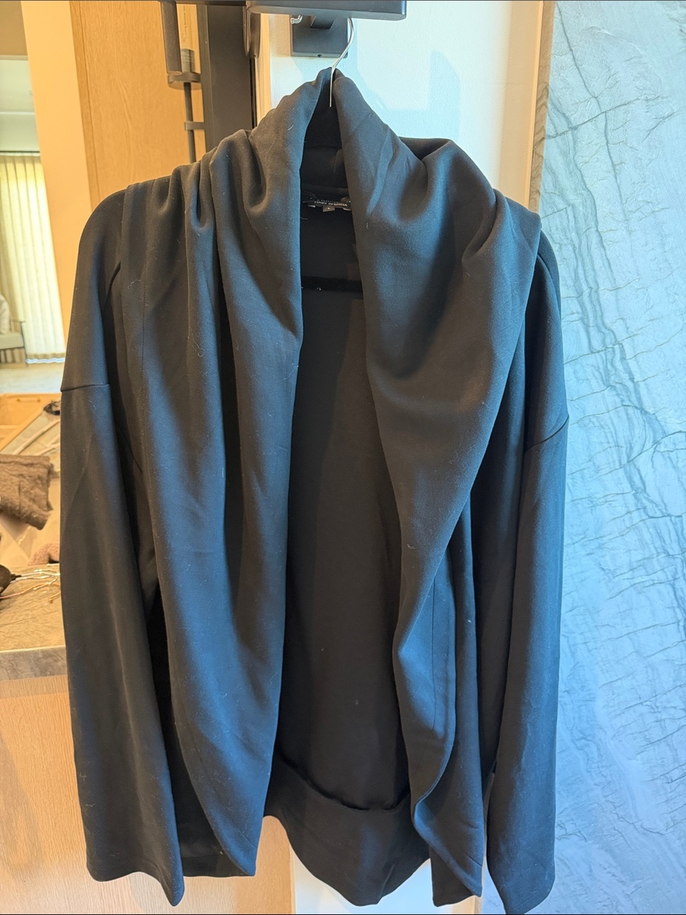 Carbon38 Black Draped Open-Front Blazer